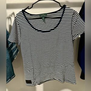 Ralph Lauren Navy and White Striped Tee